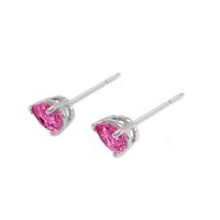 0.90 Ct.Tw. Pink Sapphire Studs Earrings, 14K White Gold Image