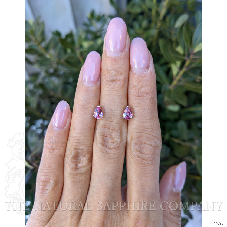 0.90 Ct.Tw. Pink Sapphire Studs Earrings, 14K White Gold