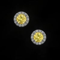 0.45 Ct.Tw. Yellow Sapphire and Natural Diamond Pave Earrings, 18K White Gold Video