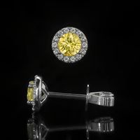 0.45 Ct.Tw. Yellow Sapphire and Natural Diamond Pave Earrings, 18K White Gold Image