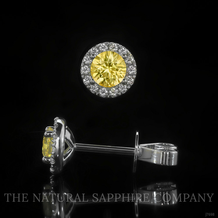0.45 Ct.Tw. Yellow Sapphire and Natural Diamond Pave Earrings, 18K White Gold