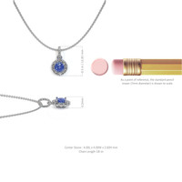 0.32 Ct. Blue Sapphire and Natural Diamond Pave Pendant, 18K White Gold Image