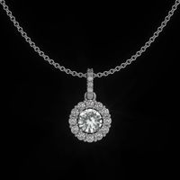 0.30 Ct. Sapphire Natural Diamond Pave Pendant, 18K White Gold Video
