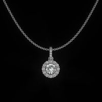 0.30 Ct. White Sapphire and Natural Diamond Pave Pendant, 18K White Gold Image