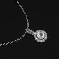 0.30 Ct. White Sapphire and Natural Diamond Pave Pendant, 18K White Gold Image