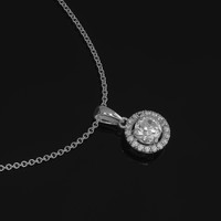 0.30 Ct. White Sapphire and Natural Diamond Pave Pendant, 14K White Gold Image