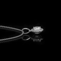 0.30 Ct. White Sapphire and Natural Diamond Pave Pendant, 14K White Gold Image