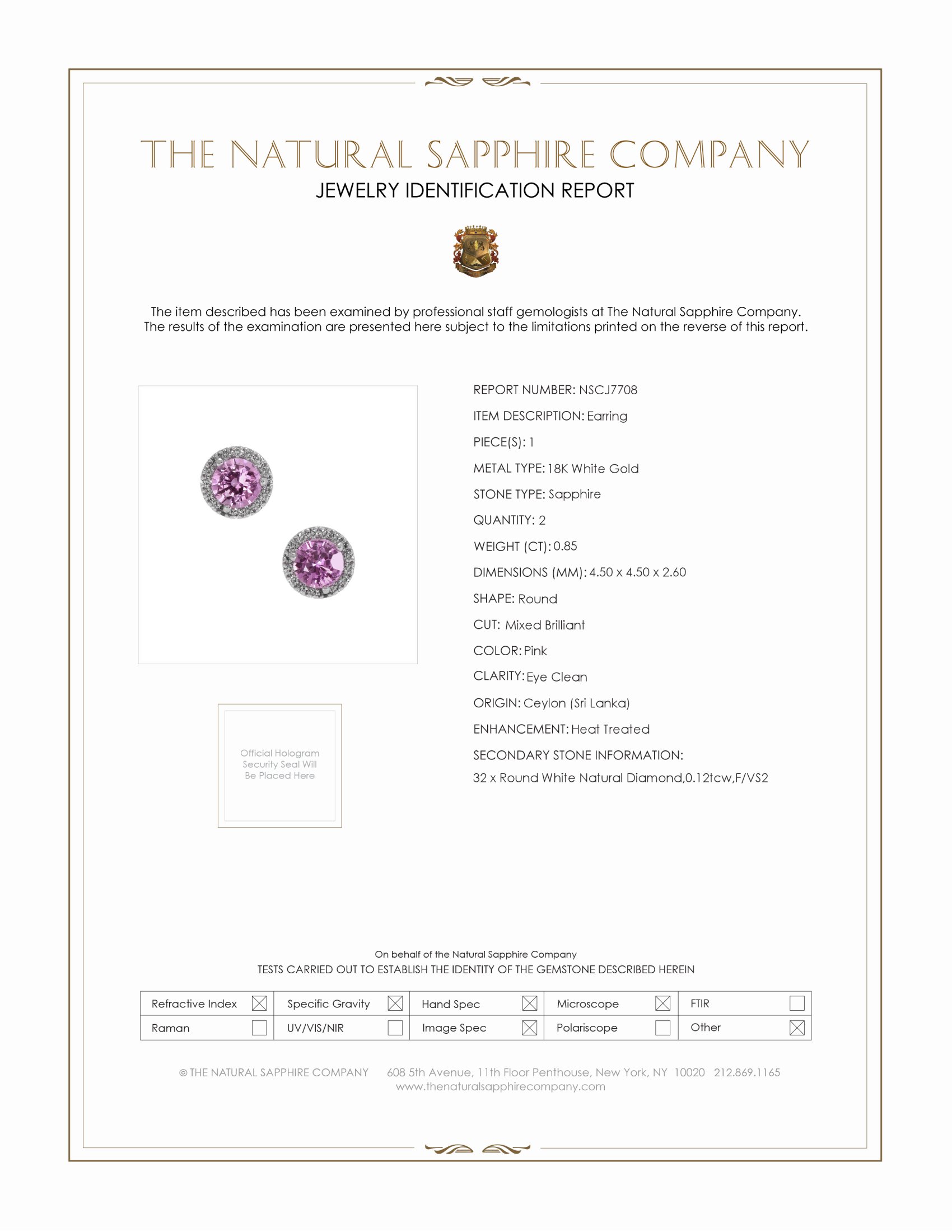 0.85 Ct.Tw. Pink Sapphire and Natural Diamond Pave Earrings, 18K White Gold