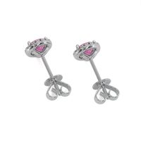 0.85 Ct.Tw.Total Carat Weight Pink Sapphire and Natural Diamond Pave Earrings, 18K White Gold Image