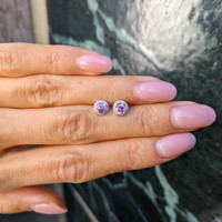 0.65&nbsp;Ct.Tw.Total Carat Weight Pink Sapphire and Natural Diamond Pave Earrings, 18K White Gold Life Style