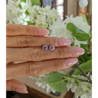 0.65&nbsp;Ct.Tw.Total Carat Weight Pink Sapphire and Natural Diamond Pave Earrings, 18K White Gold Life Style