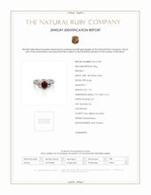 1.10 Ct. Ruby Natural Diamond Three Stone Ring, 18K White Gold Scan Report