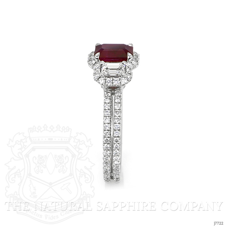 1.10 Ct. Ruby Natural Diamond Three Stone Ring, 18K White Gold
