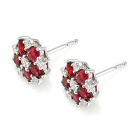 2.20 Ct.Tw. Ruby Natural Diamond Antique Style Earrings, 18K White Gold Image