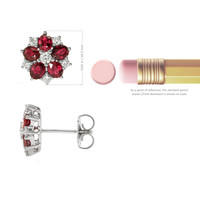 2.20 Ct.Tw. Ruby Natural Diamond Antique Style Earrings, 18K White Gold Image