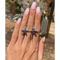 1.20&nbsp;Ct.Tw.Total Carat Weight Blue Sapphire Drops Earrings, Silver Life Style