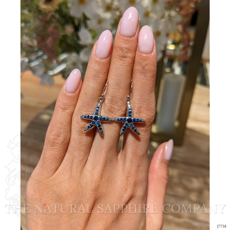 1.20 Ct.Tw. Blue Sapphire Drops Earrings, Silver