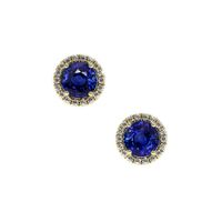 1.25 Ct.Tw. Blue Sapphire and Natural Diamond Pave Earrings, 18K Yellow Gold Video