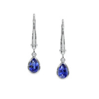 1.00 Ct.Tw. Blue Sapphire Bezel Earrings, 14K White Gold Video