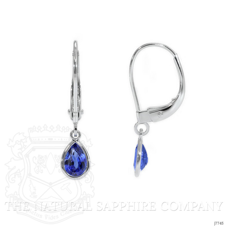 1.00 Ct.Tw. Blue Sapphire Bezel Earrings, 14K White Gold