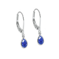 1.00 Ct.Tw. Blue Sapphire Bezel Earrings, 14K White Gold Image