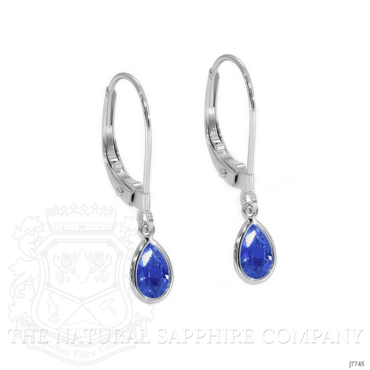 1.00 Ct.Tw. Blue Sapphire Bezel Earrings, 14K White Gold