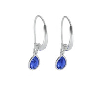 1.00 Ct.Tw. Blue Sapphire Bezel Earrings, 14K White Gold Image