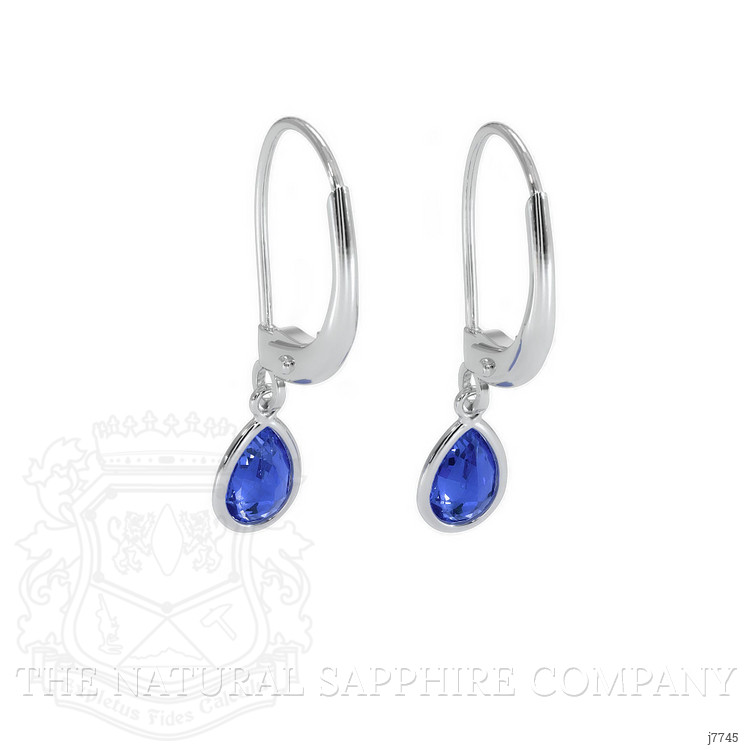 1.00 Ct.Tw. Blue Sapphire Bezel Earrings, 14K White Gold