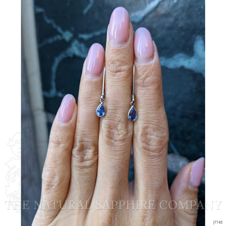 1.00 Ct.Tw. Blue Sapphire Bezel Earrings, 14K White Gold