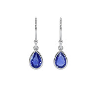 1.00&nbsp;Ct.Tw.Total Carat Weight Blue Sapphire Bezel Earrings, 14K White Gold Video