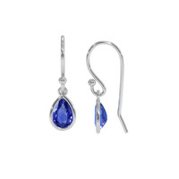 1.00&nbsp;Ct.Tw.Total Carat Weight Blue Sapphire Bezel Earrings, 14K White Gold Image