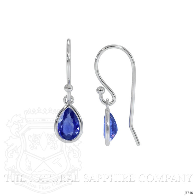 1.00 Ct.Tw. Blue Sapphire Bezel Earrings, 14K White Gold