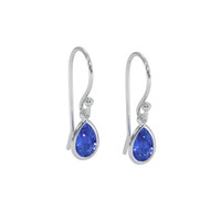 1.00&nbsp;Ct.Tw.Total Carat Weight Blue Sapphire Bezel Earrings, 14K White Gold Image