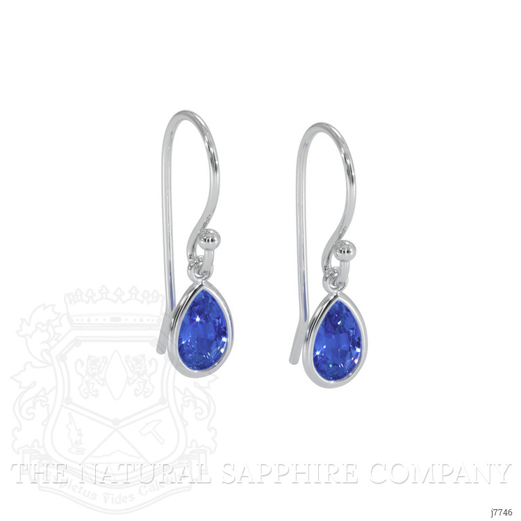 1.00 Ct.Tw. Blue Sapphire Bezel Earrings, 14K White Gold