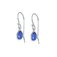1.00&nbsp;Ct.Tw.Total Carat Weight Blue Sapphire Bezel Earrings, 14K White Gold Image