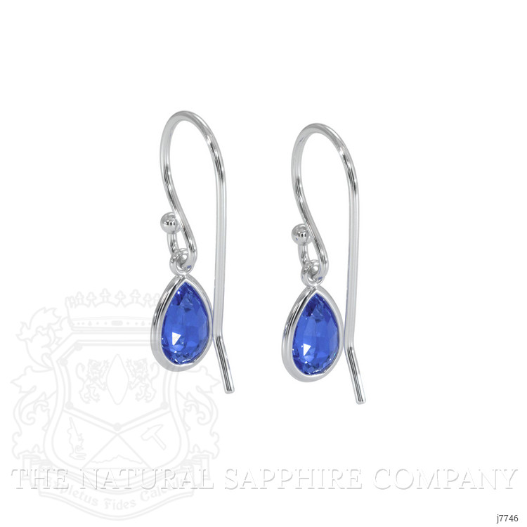 1.00 Ct.Tw. Blue Sapphire Bezel Earrings, 14K White Gold