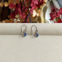 1.00&nbsp;Ct.Tw.Total Carat Weight Blue Sapphire Bezel Earrings, 14K White Gold Life Style