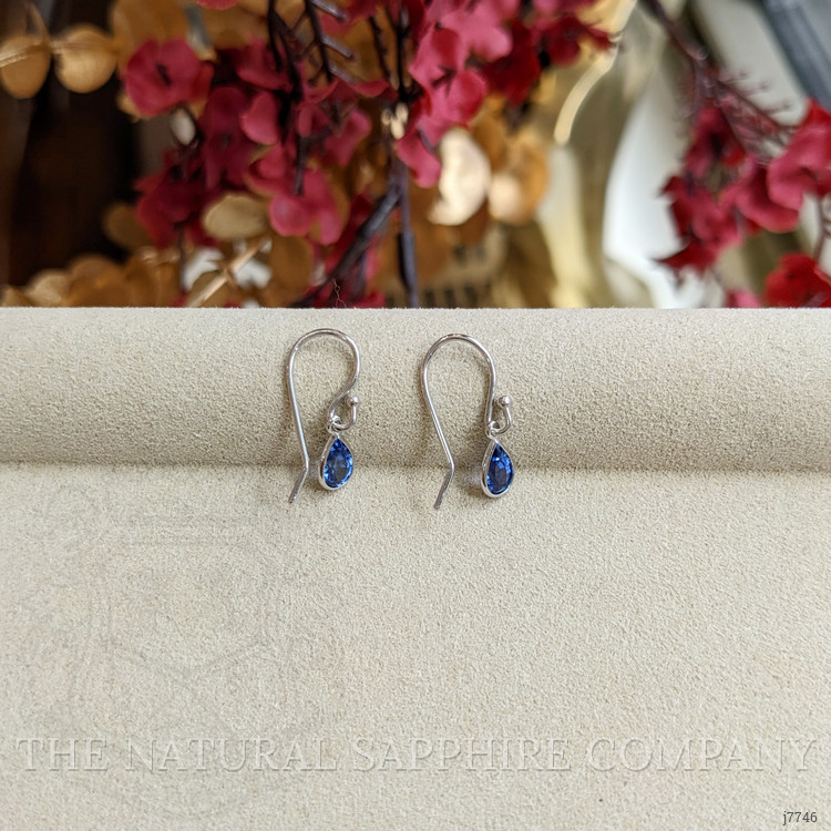 1.00 Ct.Tw. Blue Sapphire Bezel Earrings, 14K White Gold