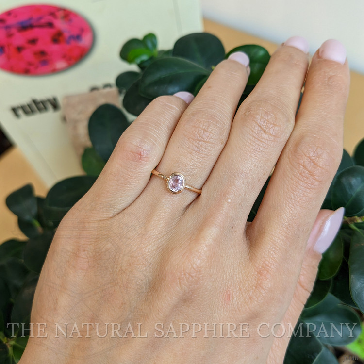 0.56 Ct. Pink Sapphire Bezel Ring, 14K Rose Gold