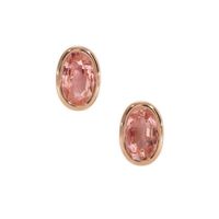 0.50 Ct.Tw. Padparadscha Sapphire Studs Earrings, 14K Rose Gold Video