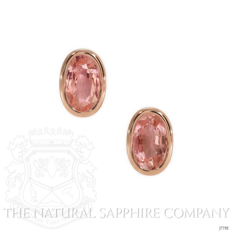 0.50 Ct.Tw. Padparadscha Sapphire Studs Earrings, 14K Rose Gold