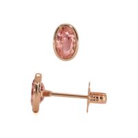 0.50 Ct.Tw. Padparadscha Sapphire Studs Earrings, 14K Rose Gold Image