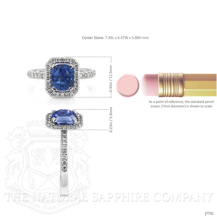 2.67 Ct. Blue Sapphire and Natural Diamond Pave Ring, Platinum 950