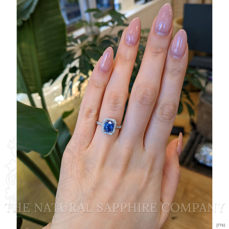 2.67 Ct. Blue Sapphire and Natural Diamond Pave Ring, Platinum 950