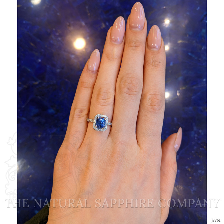 2.67 Ct. Blue Sapphire and Natural Diamond Pave Ring, Platinum 950