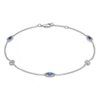 0.26 Ct.Tw.Total Carat Weight Blue Sapphire and Natural Diamond Pave Bracelet, 18K White Gold Video