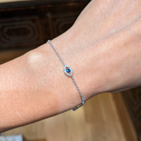 0.26 Ct.Tw.Total Carat Weight Blue Sapphire and Natural Diamond Pave Bracelet, 18K White Gold Life Style