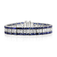 11.88 Ct.Tw.Total Carat Weight Blue Sapphire and Natural Diamond Tennis/Line Bracelet, Platinum 950 Video