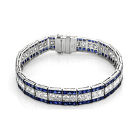 11.88 Ct.Tw.Total Carat Weight Blue Sapphire and Natural Diamond Tennis/Line Bracelet, Platinum 950 Image