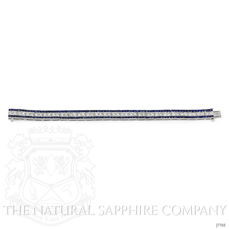 11.88 Ct.Tw. Blue Sapphire and Natural Diamond Tennis/Line Bracelet, Platinum 950